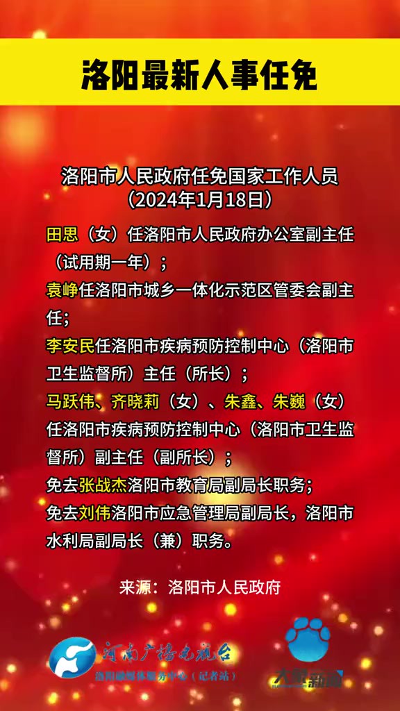 洛阳市最新任免公告发布，人事变动悉数揭晓